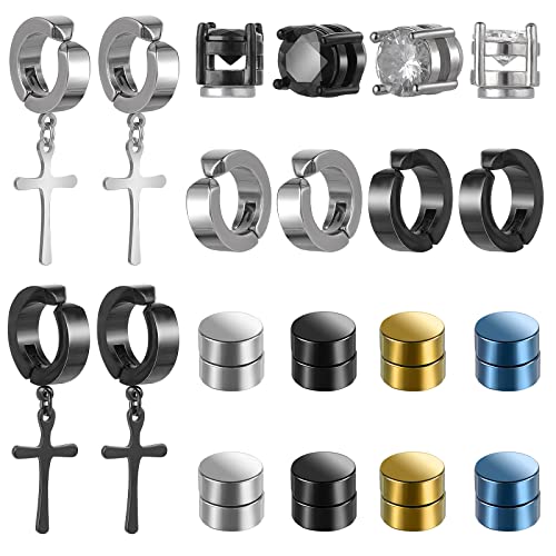 ASTER 10 Paar Magnet Ohrstecker und Ohrringe, Magnetische Ohrringe Set, Nicht Durchbohrte Fake Ohrringe Edelstahl, Männer Frauen Unisex Kein Piercing Ohrring Set von ASTER