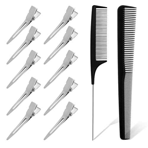 ASTER Aster 22-teiliges Haarkamm-Set, Lockenkamm, Rattenschwanzkamm mit 50 Dread-Clips, Loc-Clips für Retwist, konischer Haarkamm und Doppelzinken-Haarspangen für Männer und Frauen, gewellte Locken, H von ASTER