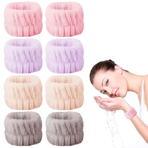 Aster 8 Stück Handgelenk Waschband Elastisch Wrist Towel Mikrofaser Handgelenk Schweißband Saugfähiges Armband für Damen Mädchen Dusche von ASTER