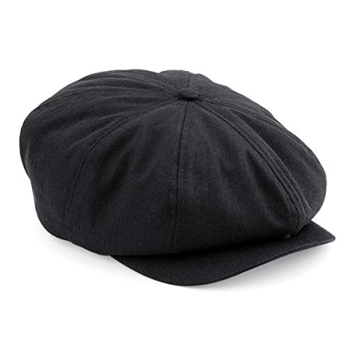 ASVP Shop Schiebermütze mit Schirm 'Shelby' Baker Boy Newsboy Fischgrätenstoff Cap Hat, Schwarz , L/XL von ASVP Shop