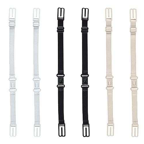 ASYKNM 6 Stück justierbare BH-Träger für Damen - Elastische Strap Clips für rutschfeste Unterstützung in Schwarz, Hautfarben und Weiß von ASYKNM