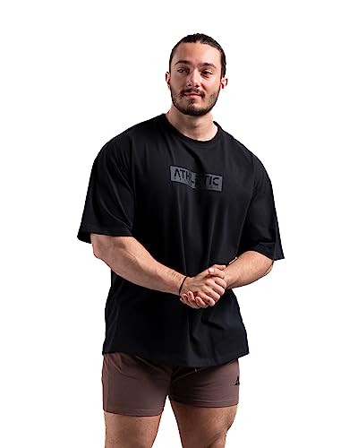 ATHLETIC AESTHETICS Infinity Oversize T-Shirt für Herren (XS, Schwarz)- Bequemes Freizeit- und Fitnessshirt - Rundhals-Kurzarm-Shirt für Sport, Fitness und Freizeit von ATHLETIC AESTHETICS