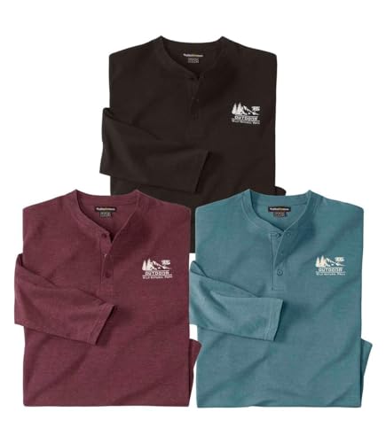 ATLAS FOR MEN - 3er-Set T-Shirts für Herren - Lange Ärmel - Henleykragen - Verfügbar in großen Größen von M bis 5XL von ATLAS FOR MEN