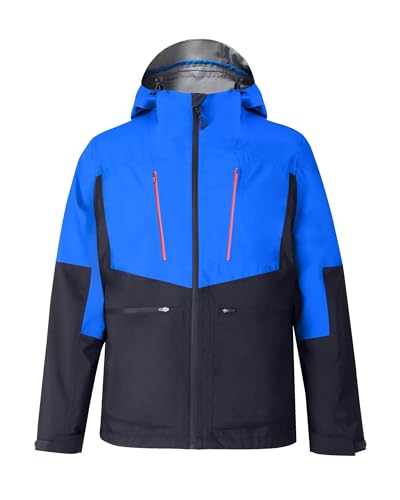 ATLASLAVA Regenjacke Herren Wasserdicht Atmungsaktiv Outdoorjacke Hardshell Windbreaker Reißverschluss Taschen und Kapuze BLUE XL von ATLASLAVA