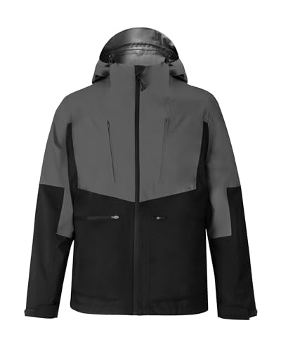 ATLASLAVA Regenjacke Herren Wasserdicht Atmungsaktiv Outdoorjacke Hardshell Windbreaker Reißverschluss Taschen und Kapuze GREY L von ATLASLAVA