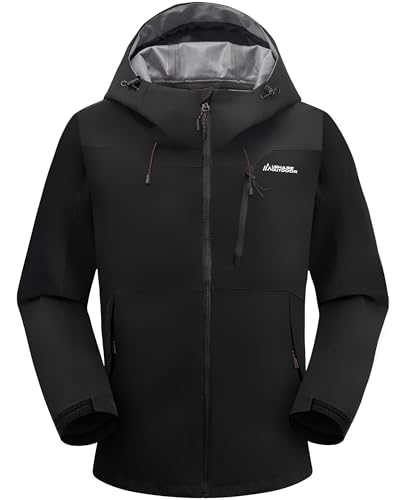 ATLASLAVA Herren Regenjacke Wasserdicht outdoorjacke kapuze Outdoor Fahrrad Wanderungen funktionsjacke BLACK M von ATLASLAVA