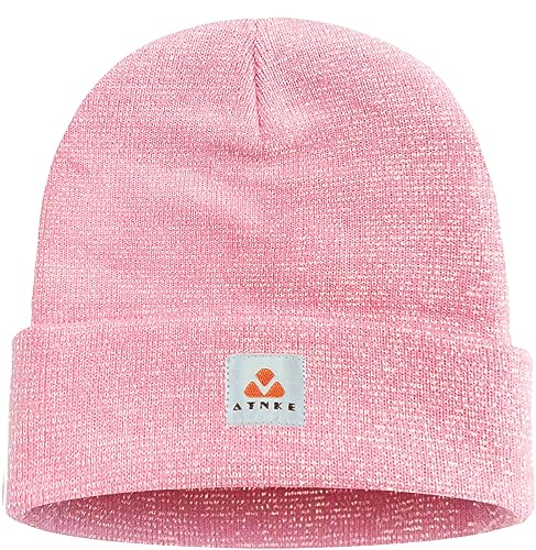 ATNKE Strick Beanie Mütze Dehnbar Weich Warm Täglich Winter Mützen mit Manschetten für Herren und Damen Geschenke/Blended Pink Goldwire von ATNKE