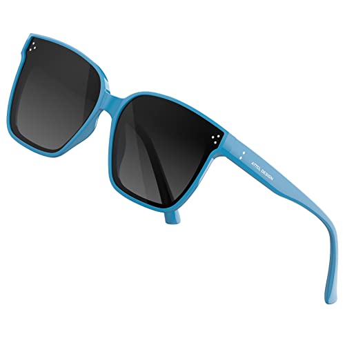 ATTCL Unisex HD Nylonlinse Sonnenbrille Herren Damen verspiegelt TR90 Rahme Ultra Leicht JD211 Blue+black von ATTCL