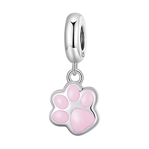 925 Sterling Silber Pink Mini Cat Claws Charms Baumeln Perlen, Diy Cute Pet Pfotenabdrücke Anhänger Geschenk For Frauen Mädchen Kompatibel mit Pandora Charm Bracelets und Halsketten (Color : s, AUHO von AUHOAZ