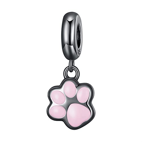 925 Sterling Silber Pink Mini Cat Claws Charms Baumeln Perlen, Diy Cute Pet Pfotenabdrücke Anhänger Geschenk For Frauen Mädchen Kompatibel mit Pandora Charm Bracelets und Halsketten (Color : s, AUHO von AUHOAZ