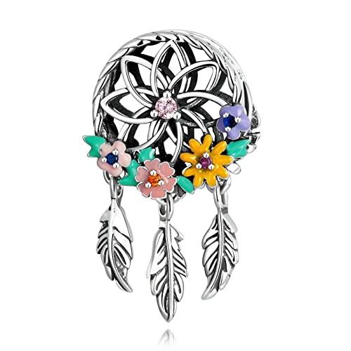 AUHOAZ 925 Silber Charm Beads, Waldkollektion Blume Schmetterling Fee Traumfänger Diy Anhänger Geschenk für Frauen Mädchen Kompatibel mit Pandora Troll Chamilia Bettelarmband und Halsketten, Wreat von AUHOAZ