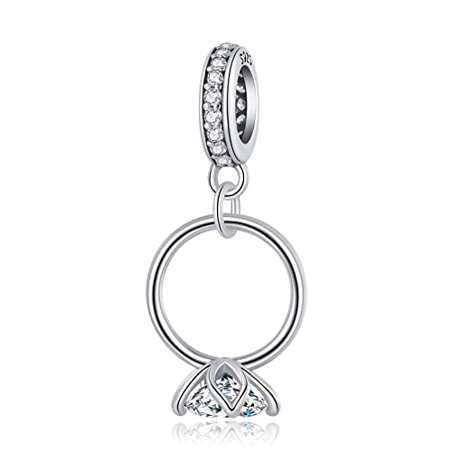 AUHOAZ 925 Sterling Silber Charm Dangle Beads, Diy Handmade Lotus Ring Anhänger Geschenk für Frauen Mädchen Kompatibel mit Pandora Troll Chamilia Charm Armband und Halsketten von AUHOAZ