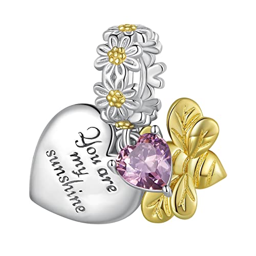 AUHOAZ 925 Sterling Silber Daisy Bee Collection Bead Charms, Diy Lucky Sunflower Handmade Anhänger For Pandora Oder Andere Arten von Europäischen Armbändern und Halsketten, Bsc816, von AUHOAZ