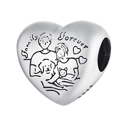 AUHOAZ 925 Sterling Silber Happy Family Bead Charms, Diy Warmer und Lustiger Herzhandgefertigter Anhänger For Pandora Oder Andere Arten von Europäischen Armbändern und Halsketten Scc2513 von AUHOAZ