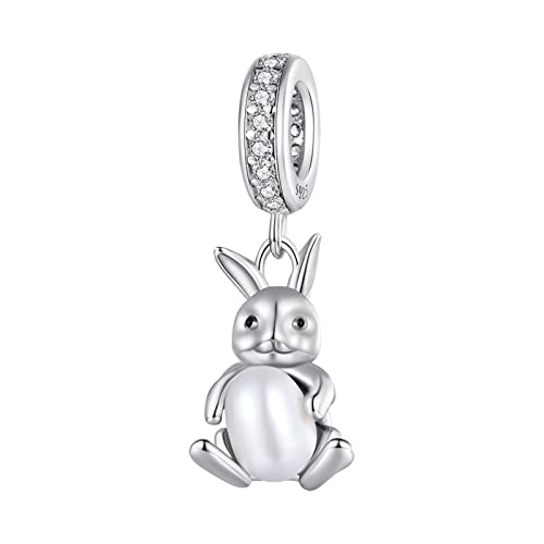 AUHOAZ 925 Sterling Silber Hase mit Perlen Bead Charms, Diy Handgemachter Anhänger For Pandora Troll Chamilia Biagi Oder Andere Arten von Europäischen Armbändern und Halsketten von AUHOAZ