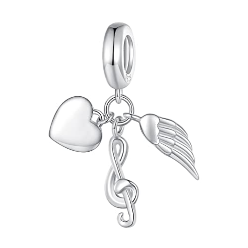 AUHOAZ 925 Sterling Silber Herz Note Bead Charms, Diy Dream Wings Platinierter Handgefertigter Anhänger For Pandora Oder Andere Arten von Europäischen Armbändern und Halsketten Bsc814 von AUHOAZ