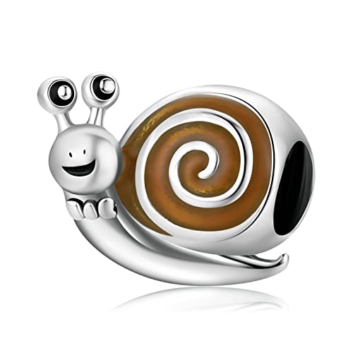 AUHOAZ 925 Sterling Silber Netter Herr Schnecke Charm Bead Geschenk für Frauen Mädchen Kompatibel mit Pandora Troll Chamilia Charm Armband und Halsketten von AUHOAZ