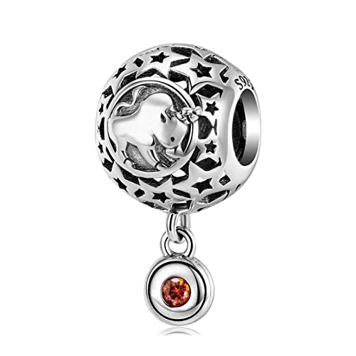 AUHOAZ 925 Sterling Silber Zodiac Collection Charm Dangle Beads, Diy Anhänger Geschenk For Frauen Mädchen Kompatibel mit Pandora Troll Chamilia Charm Armband und Halsketten, February, von AUHOAZ