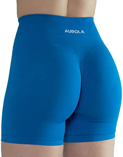 AUROLA Damen Athletic Shorts Hohe Taille Laufshorts Sportlich Kurz Gym Elastische Workout Shorts, Diva Blue, X-Klein von AUROLA
