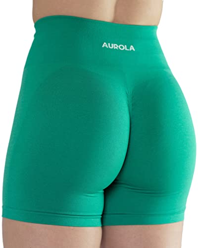 AUROLA Damen Athletic Shorts Hohe Taille Laufshorts Sportlich Kurz Gym Elastische Workout Shorts, Golf Green, X-Klein von AUROLA