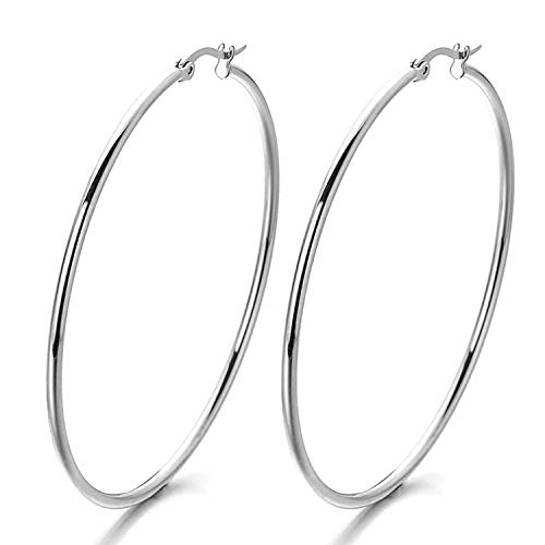 AURSTORE Damen-Ohrringe, Creolen, Edelstahl, großer Reifen, modisch, Schmuck, Geschenke für Frauen, 30mm, Edelstahl von AURSTORE