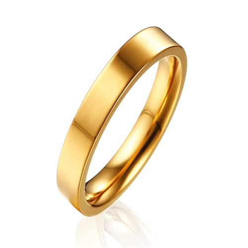 AURSTORE Schmuck Ring Mann Frau Ring Edelstahl Verlobung Hochzeit 4mm Größe nach Wahl 51-72 (gold, 56(17.8)) von AURSTORE