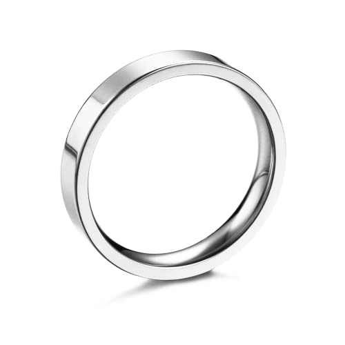 AURSTORE Schmuck Ring Mann Frau Ring Edelstahl Verlobung Hochzeit 4mm Größe nach Wahl 51-72 (silber, 69(21.9)) von AURSTORE