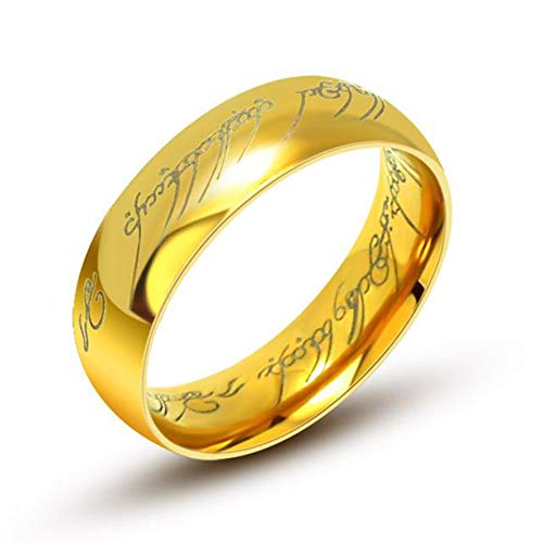 AURSTORE Schmuck „Herr der Ringe“-Ring aus Wolfram, 6 mm, Größe nach Wahl 56-68 mit Kette aus Stahl, 54 cm (GOLD, 64) von AURSTORE