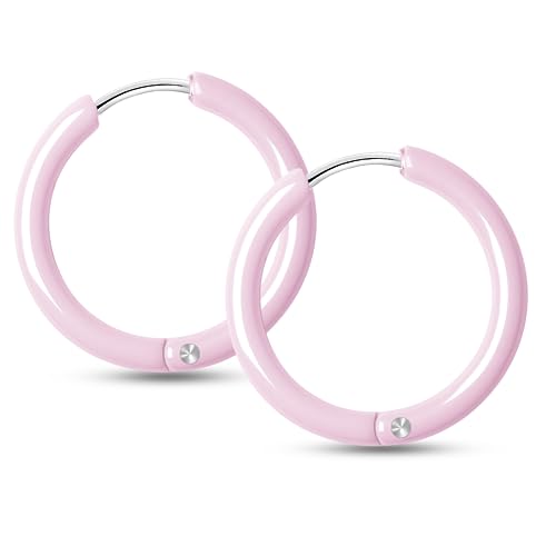 Aurstore Ohrringe Creolen aus Keramik für Damen, Herren, Mädchen, Ohrringe Creolen trendige Schmuck geschenke für Frauen, Männer, Mädchen, hypoallergen und mehrfarbig (Rosa) von AURSTORE