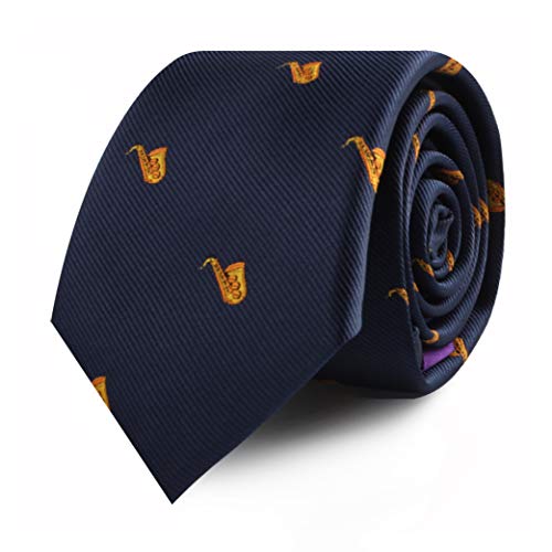 AUSCUFFLINKS Sport- und Spezial-Krawatten | Krawatten für Herren | gewebte schmale Krawatten | Geschenk für Arbeitskollegen, Saxophon, Dünn von AUSCUFFLINKS