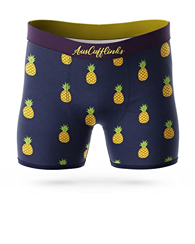 AUSCUFFLINKS Unterwäsche für Ihn, mittlere Passform, Boxershorts, Geschenk für Sie, Unterhosen, witziges Geschenk für Teenager, Ananas, Medium von AUSCUFFLINKS