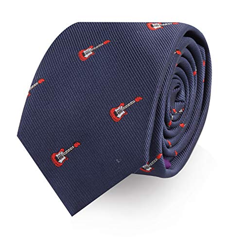 Sport- und Spezial-Krawatten | Krawatten für Herren | gewebte schmale Krawatten | Geschenk für Arbeitskollegen | Geburtstagsgeschenk für Jungs, E-Gitarre, Dünn von AUSCUFFLINKS
