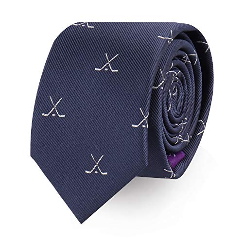 Sport- und Spezial-Krawatten | Krawatten für Herren | gewebte schmale Krawatten | Geschenk für Arbeitskollegen | Geburtstagsgeschenk für Jungs, Cross Eishockey, Dünn von AUSCUFFLINKS