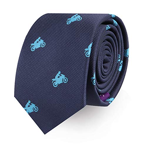 Sport- und Spezial-Krawatten | Krawatten für Herren | gewebte schmale Krawatten | Geschenk für Arbeitskollegen | Geburtstagsgeschenk für Jungs, Motorrad, Dünn von AUSCUFFLINKS