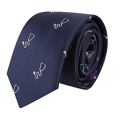 Sport- und Spezial-Krawatten | Krawatten für Herren | gewebte schmale Krawatten | Geschenk für Arbeitskollegen | Geburtstagsgeschenk für Jungs, Stethoscope, Dünn von AUSCUFFLINKS