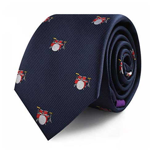 Sport- und Spezial-Krawatten | Krawatten für Herren | gewebte schmale Krawatten | Geschenk für Arbeitskollegen | Geburtstagsgeschenk für Jungs, Trommeln, Dünn von AUSCUFFLINKS