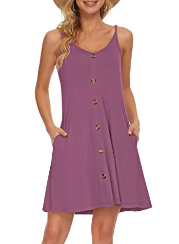 AUSELILY Damen Kleider Sommer Spaghettiträger Knielang Strandkleider Kurz V Ausschnitt Kleid Leicht Mit Taschen Sommerkleid Für Frauen AUSELILY Damen Kleider Sommer Spaghettiträger Knielang Strandkleider Kurz V Ausschnitt Kleid Leicht Mit Taschen Sommerkleid Für Frauen von AUSELILY