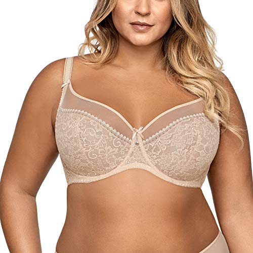 AVA 1396 Soft BH Damen Unterwäsche Gemustert Seitenstäbchen Regulierbar Setteil, Beige,90D von AVA