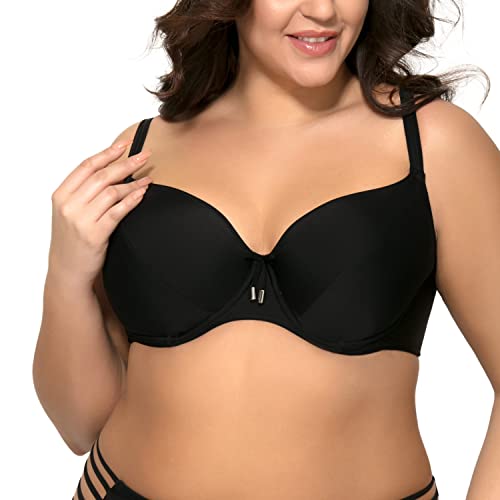 AVA Bikini BH Dame Bademode Bikinioberteil Musterlos Bügel Schleife EU SK-113, Schwarz,75G von AVA