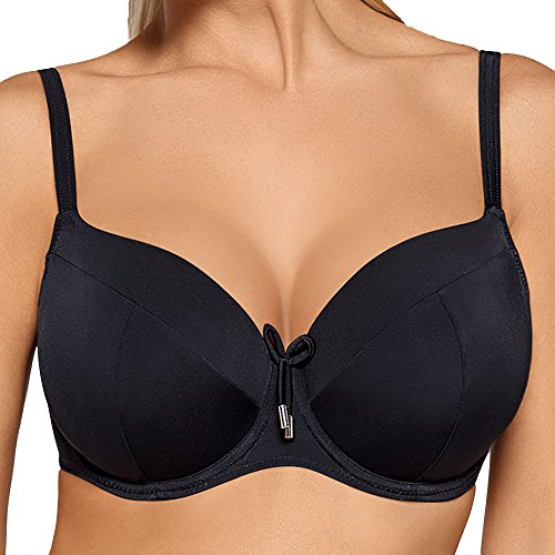 AVA Damen Bikini Oberteil Bademode Musterlos Bügel Regulierbar SK-13, Schwarz,100G von AVA