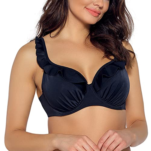 AVA Damen Bikinioberteil Bademode Bikinihose Gemustert Klassisch Strandmode SK-213, Schwarz,90D von AVA