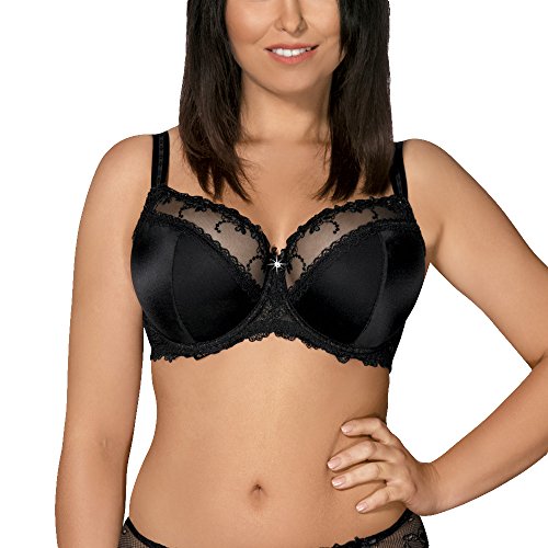 AVA Damen Bügel BH Dessous Stickerei Halbgepolstert Schleife Träger 1030, Schwarz,80D von AVA