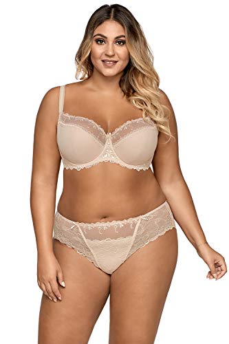 AVA Damen Bügel BH Dessous Stickerei Halbgepolstert Schleife Träger 1030, Beige,90B von AVA