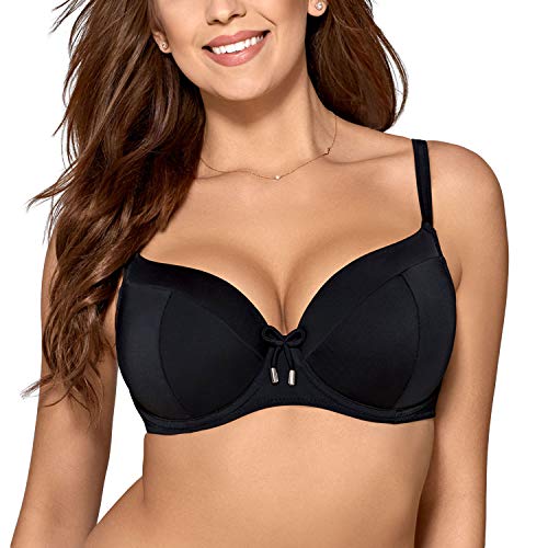 AVA Damen Bikini Oberteil Bademode Musterlos Bügel Regulierbar SK-13, Schwarz,70D von AVA