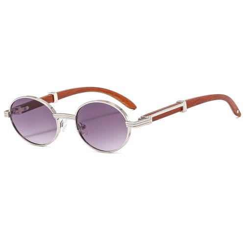 AVQXUY Retro-Sonnenbrille mit Holzmaserung, ovale Sonnenbrille für Herren und Damen, modischer Trendschutz, Grau AVQXUY Retro-Sonnenbrille mit Holzmaserung, ovale Sonnenbrille für Herren und Damen, modischer Trendschutz, Grau von AVQXUY