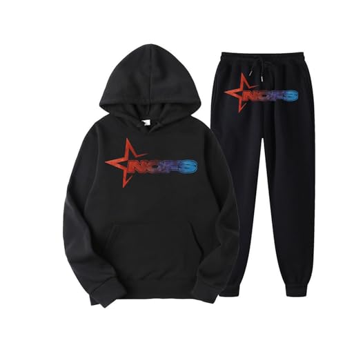 NOFS Jogginghose und Trainingsanzüge, Buchstaben Druck Lose Hoodies und Jogginghosen Y2K für Herren, Y2K Hip Hop Streetwear Unisex Frauen Pullover Lässig Oberteile und Sporthosen 2 Stück Anzug,H,M von AVSMGP