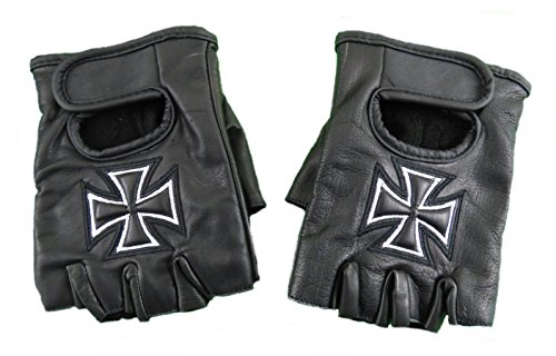 AW-Collection Fingerlose Handschuhe Eisernes Kreuz aus echtem Leder schwarz m-2xl (L) von AW-Collection