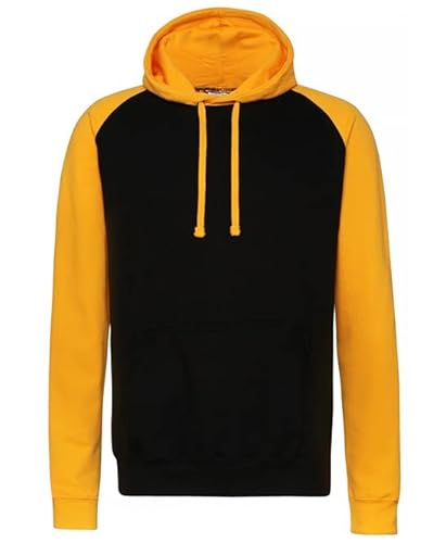 AWDis Just Hoods JH009 Unisex Baseball Kapuzenpullover - Pechschwarz/Gold - XL von AWDis