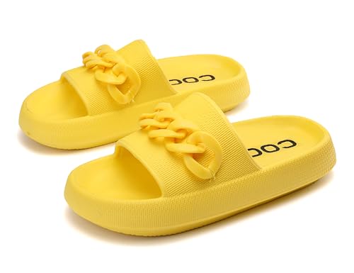 AX BOXING Badelatschen Damen Sommer Schlappen Rutschfest Plattform Badeschlappen Weich Hausschuhe Indoor Outdoor Slippers Größe 36-41 EU(Gelb03,39 EU) von AX BOXING