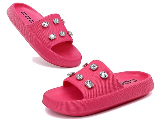 AX BOXING Badelatschen Damen Sommer Schlappen Rutschfest Plattform Badeschlappen Weich Hausschuhe Indoor Outdoor Slippers Größe 36-41 EU(Rot04,37 EU) von AX BOXING